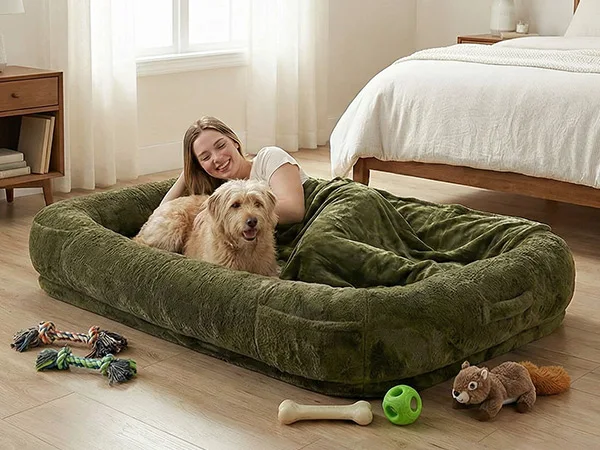 71x47x12in Washable Extra Large Comfortable Pet Bed with Soft Blanket for Sleeping